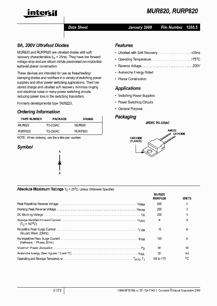 MUR820_202420.PDF Datasheet
