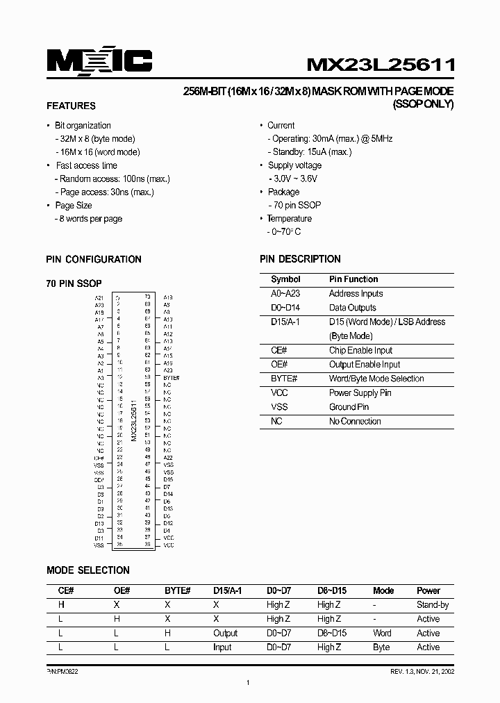 MX23L25611_310550.PDF Datasheet