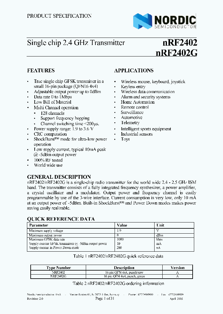 NRF2402_188642.PDF Datasheet