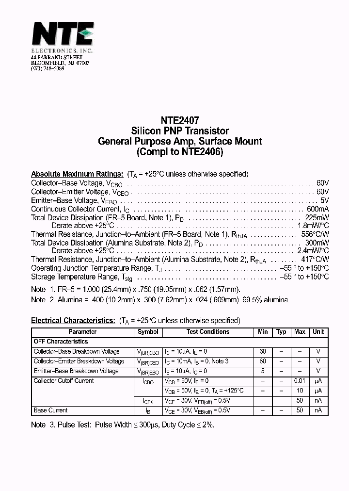 NTE2407_307785.PDF Datasheet