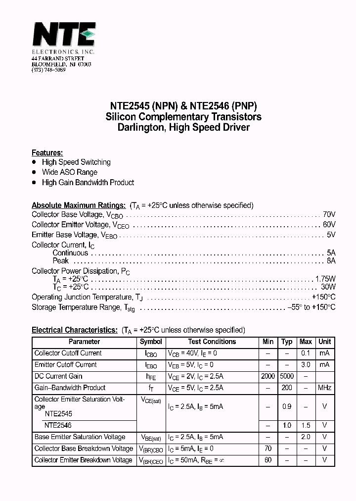 NTE2545_350333.PDF Datasheet