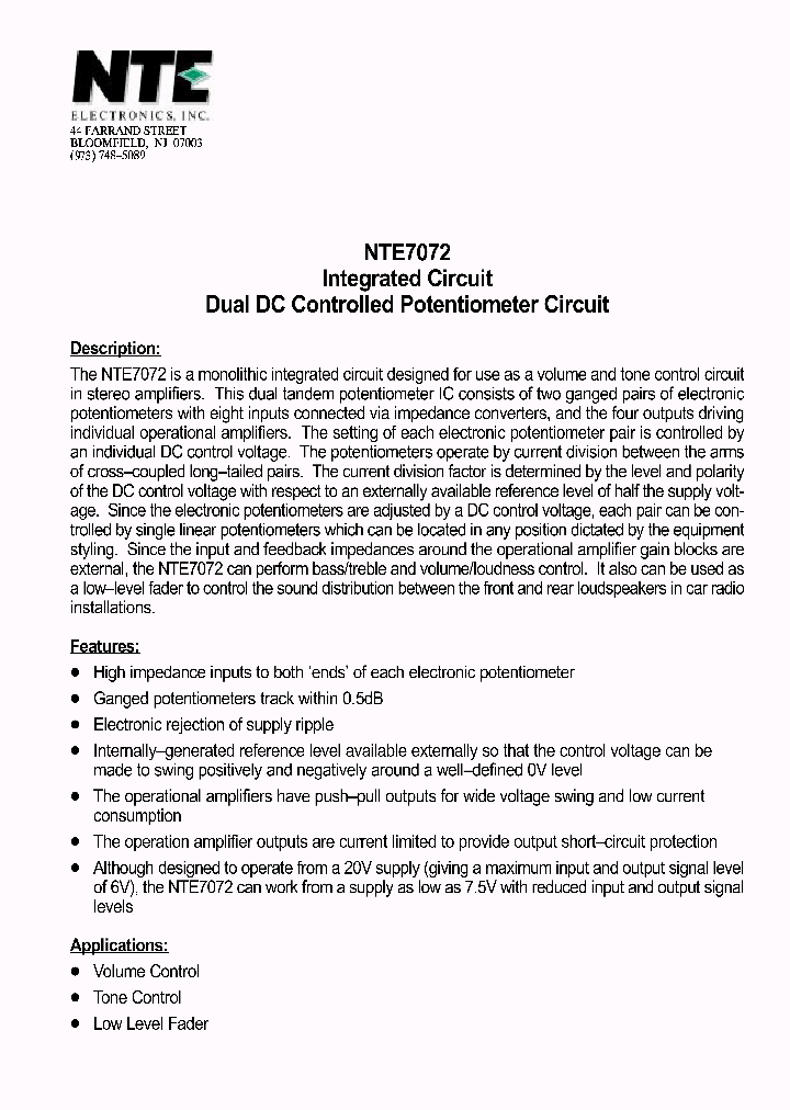 NTE7072_368447.PDF Datasheet