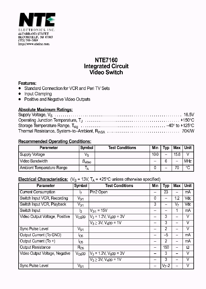 NTE7160_313728.PDF Datasheet