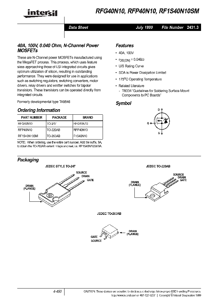 RFP40N10_198927.PDF Datasheet