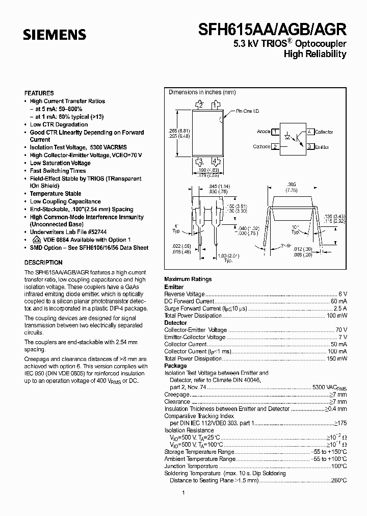 SFH615AGR_357154.PDF Datasheet