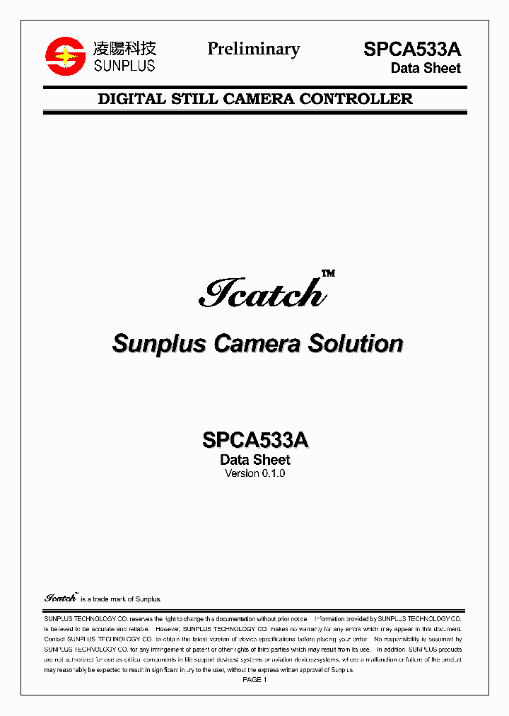 SPCA533A_36176.PDF Datasheet