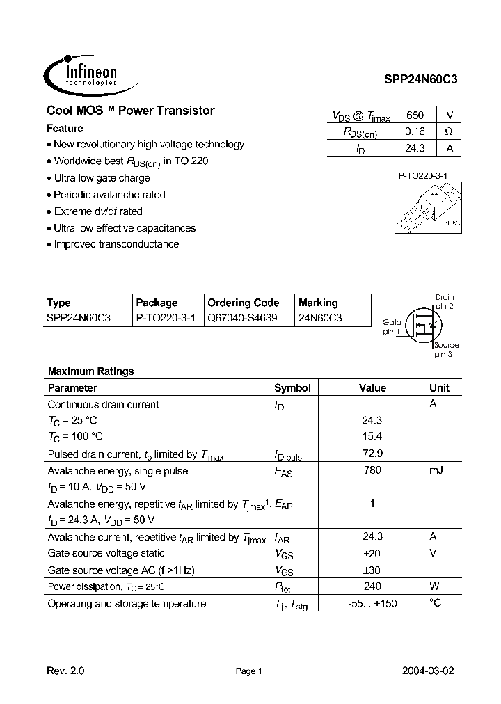 SPP24N60C3_308095.PDF Datasheet