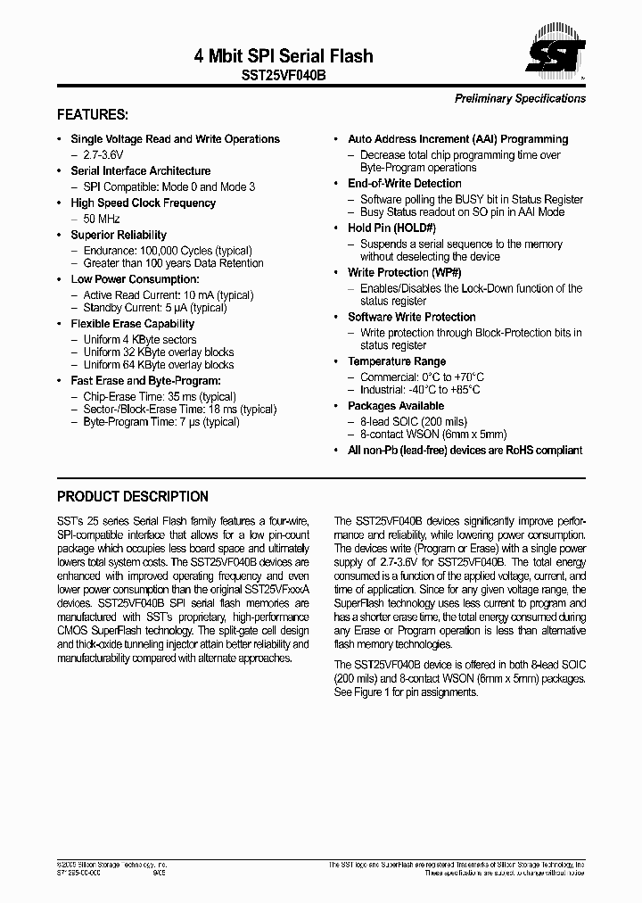 SST25VF040_310709.PDF Datasheet