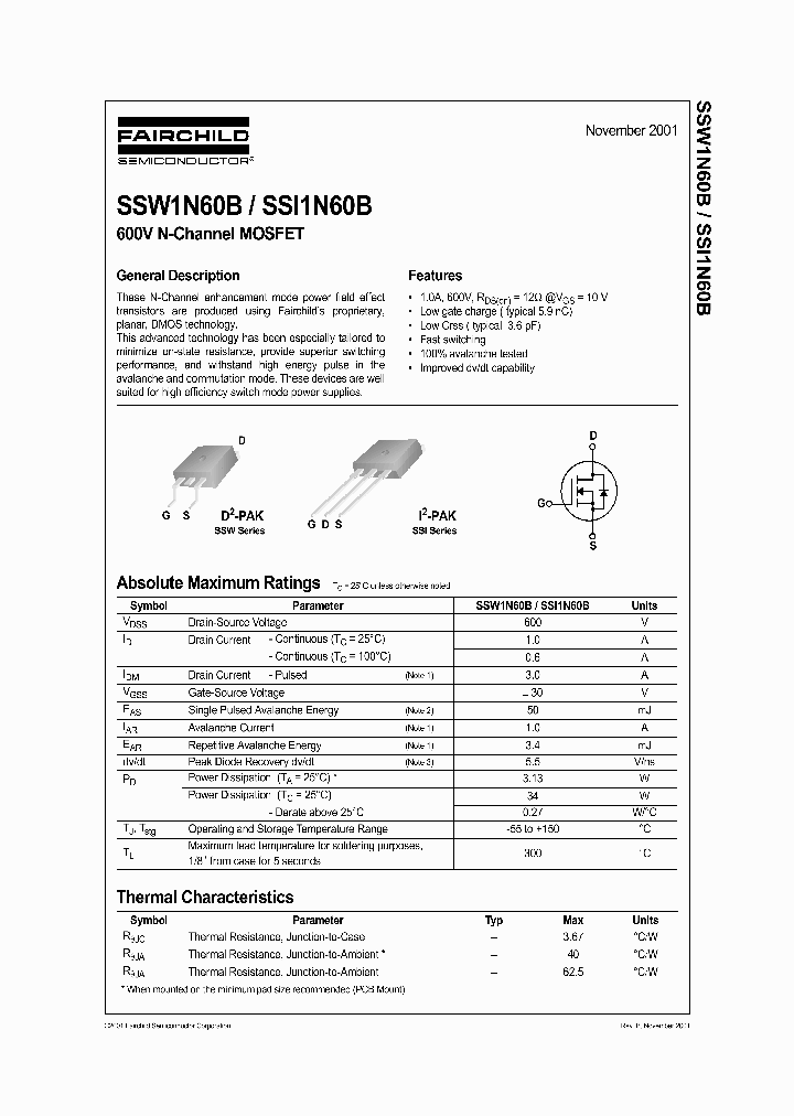 SSW1N60B_349356.PDF Datasheet