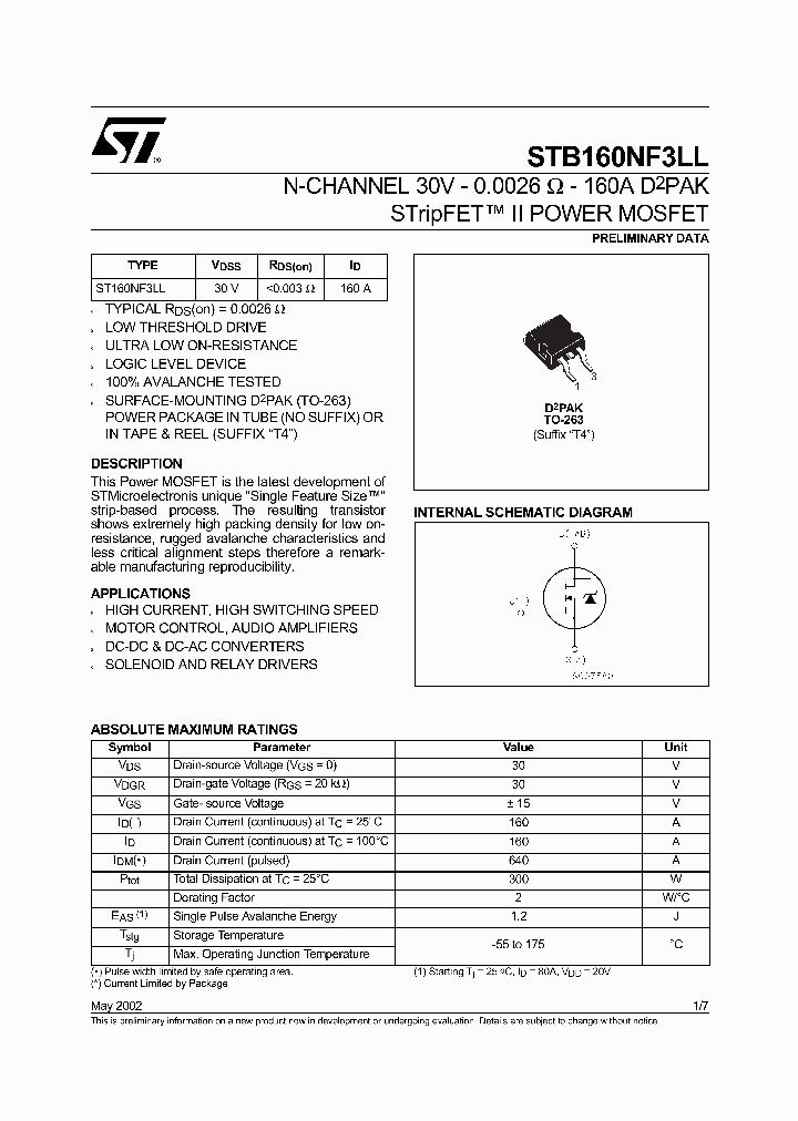 STB160NF3LL_342822.PDF Datasheet