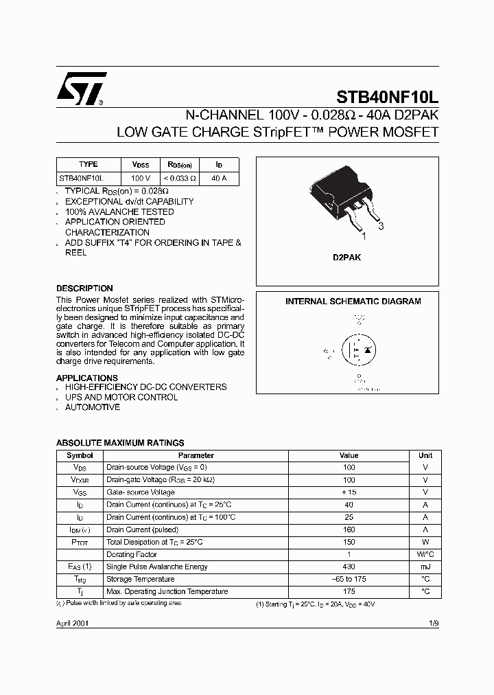 STB40NF10L_380255.PDF Datasheet