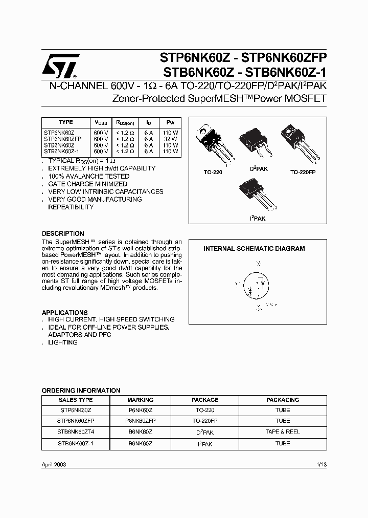 STB6NK60Z_77483.PDF Datasheet