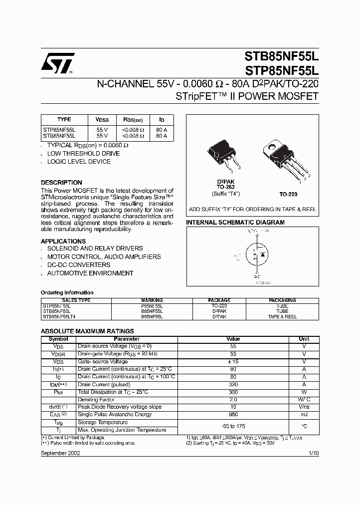 STB85NF55L_166642.PDF Datasheet