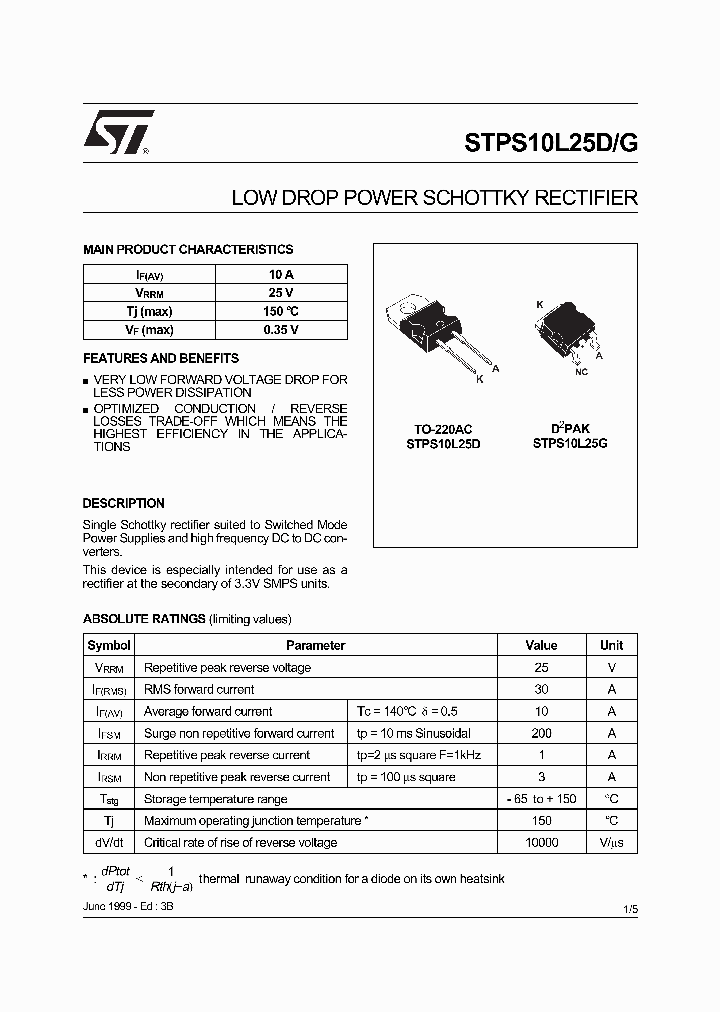 STPS10L25G_355213.PDF Datasheet