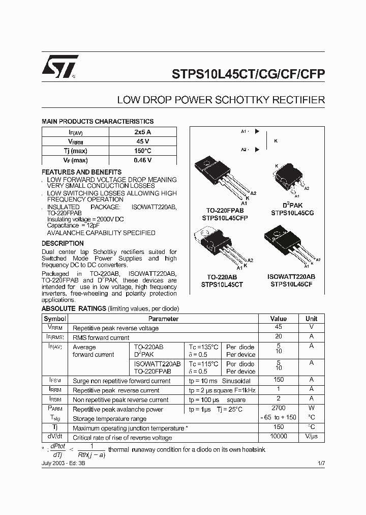 STPS10L45CT_355197.PDF Datasheet