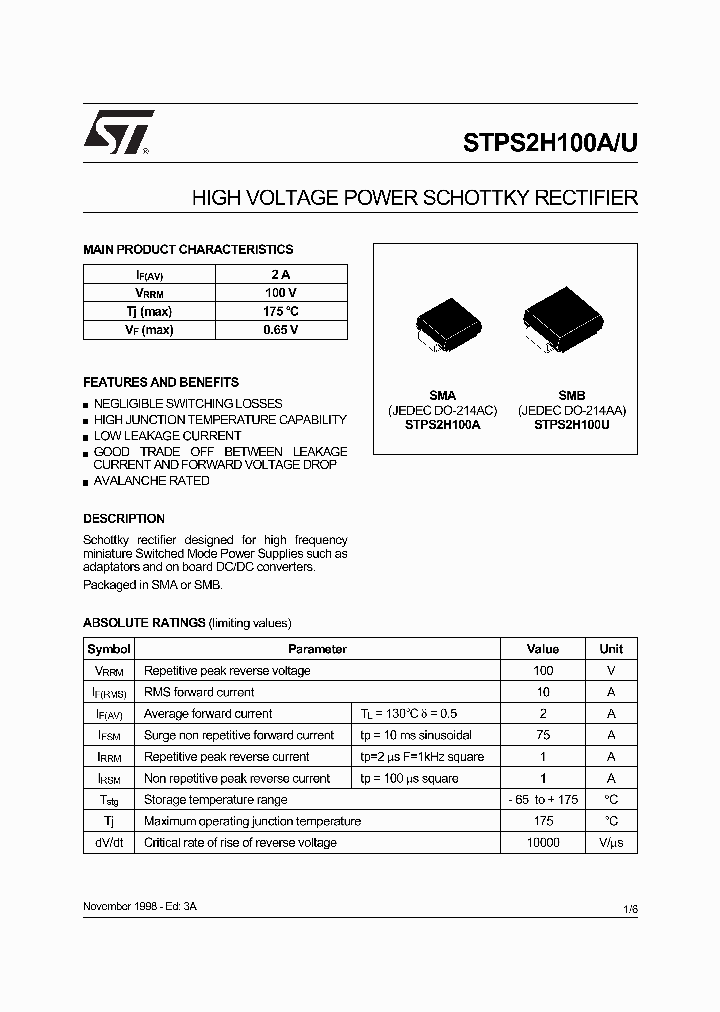 STPS2H100U_312604.PDF Datasheet
