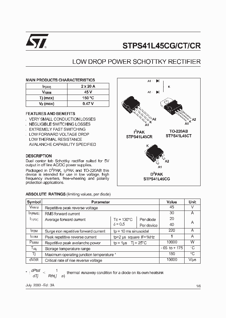 STPS41L45CT_349328.PDF Datasheet