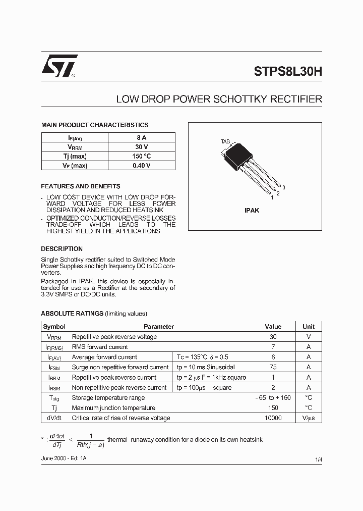 STPS8L30H_182076.PDF Datasheet