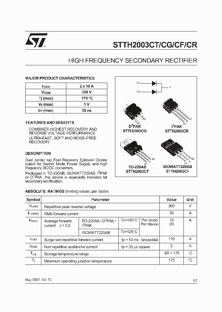 STTH2003CG-TR_251226.PDF Datasheet
