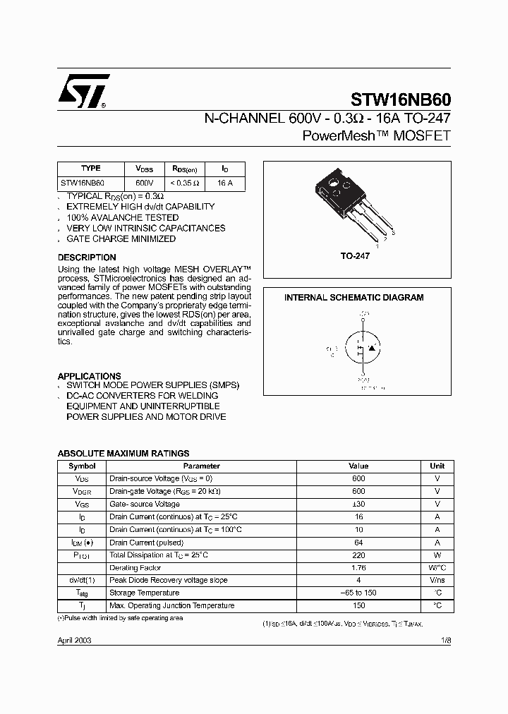 STW16NB60_180944.PDF Datasheet