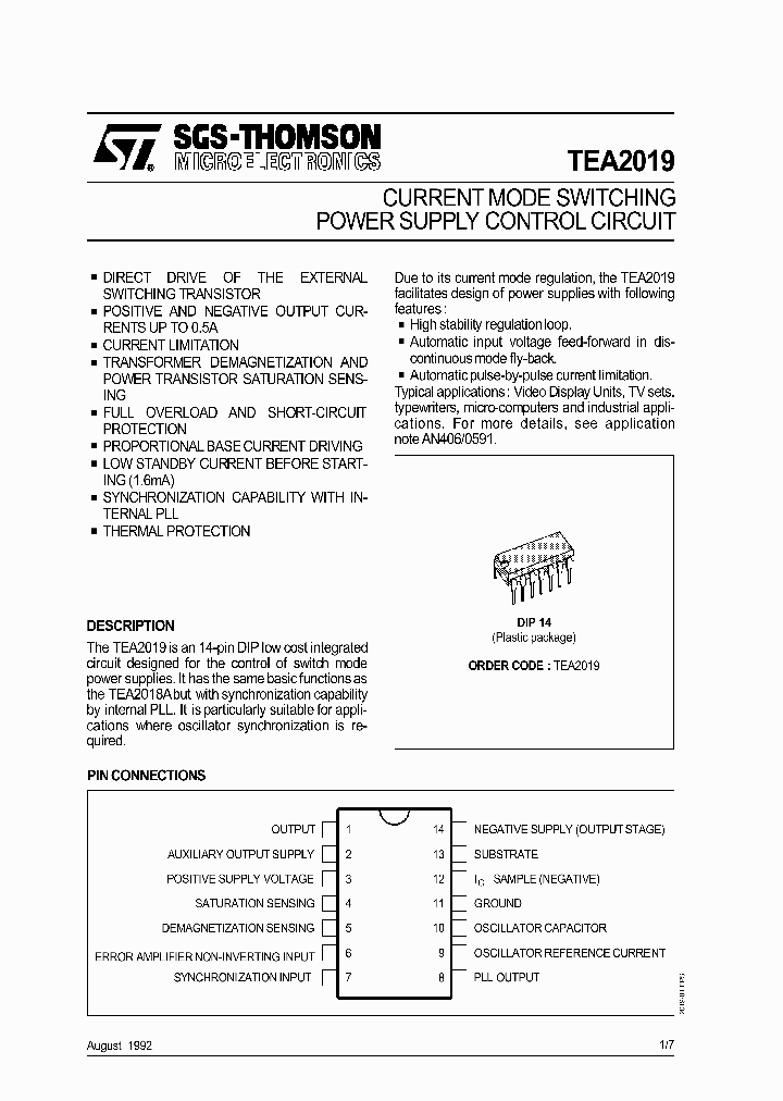 TEA2019_98950.PDF Datasheet