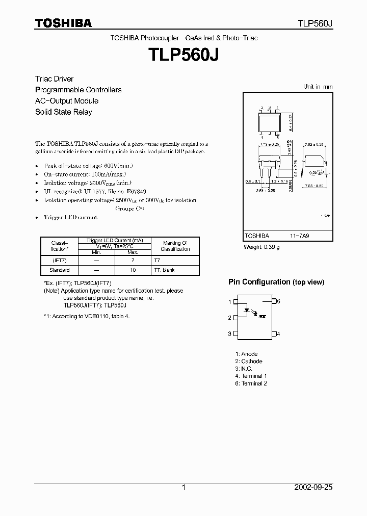 TLP560J_4182.PDF Datasheet