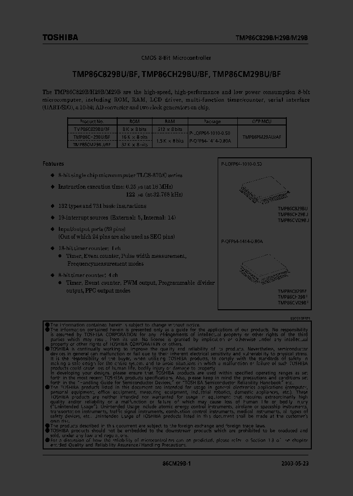 TMP86CM29BF_294842.PDF Datasheet