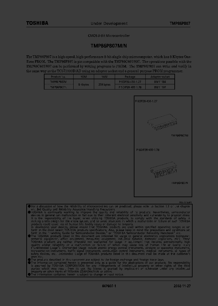 TMP86P807N_195939.PDF Datasheet