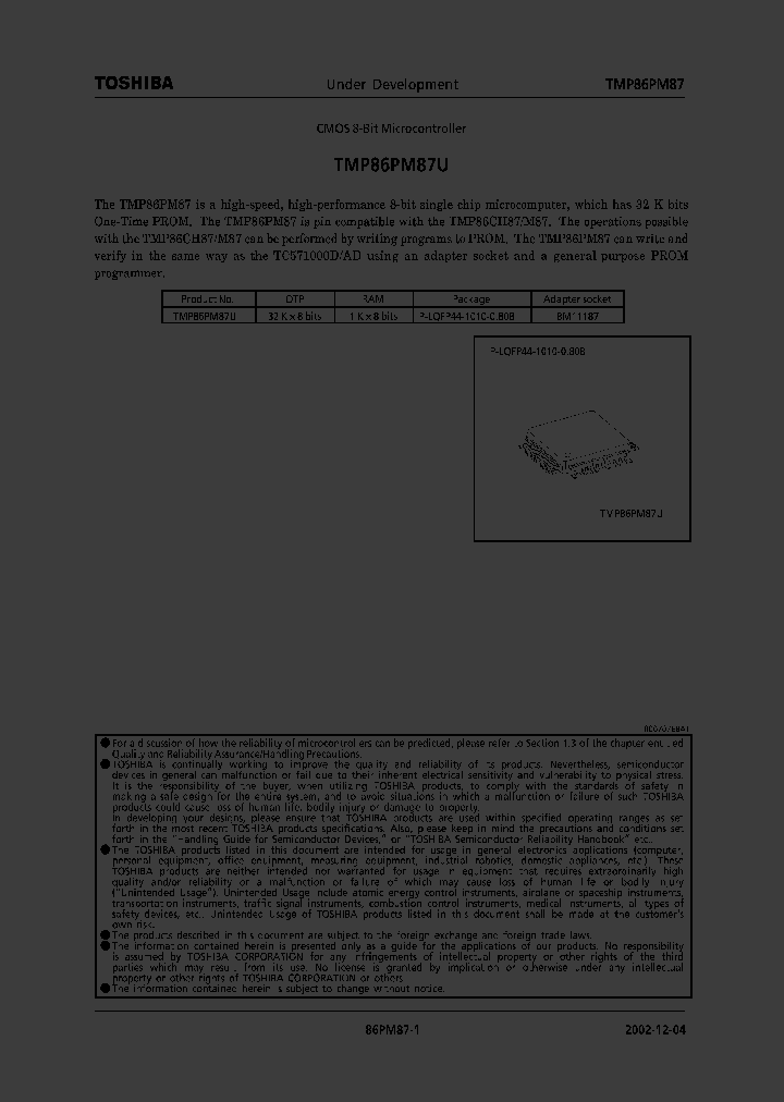 TMP86PM87U_322993.PDF Datasheet
