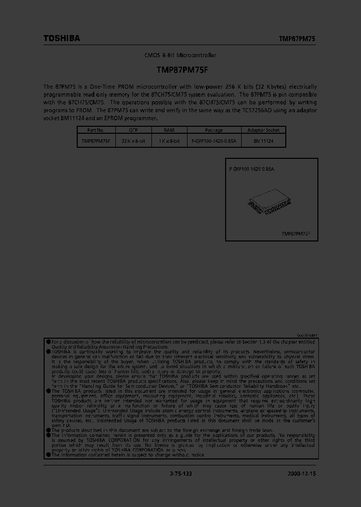 TMP87PM75F_365296.PDF Datasheet
