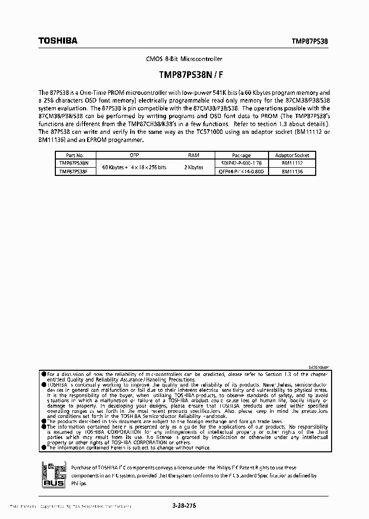 TMP87PS38N_187602.PDF Datasheet