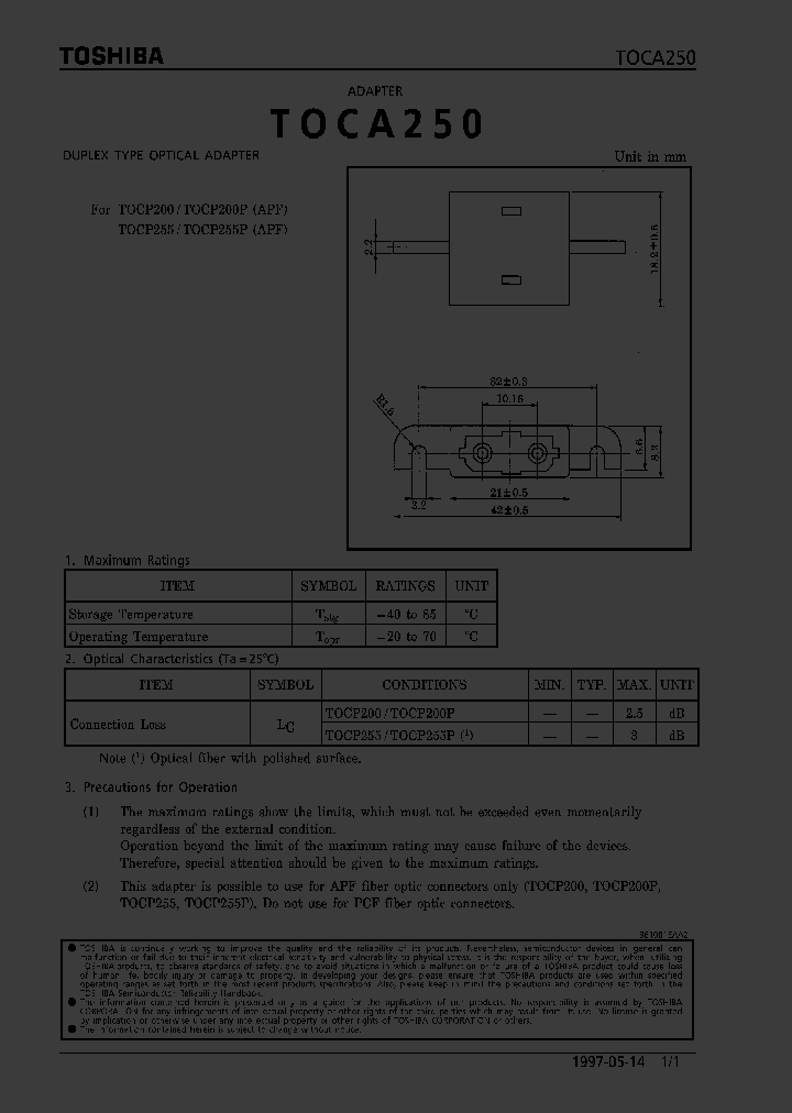 TOCA250_366356.PDF Datasheet