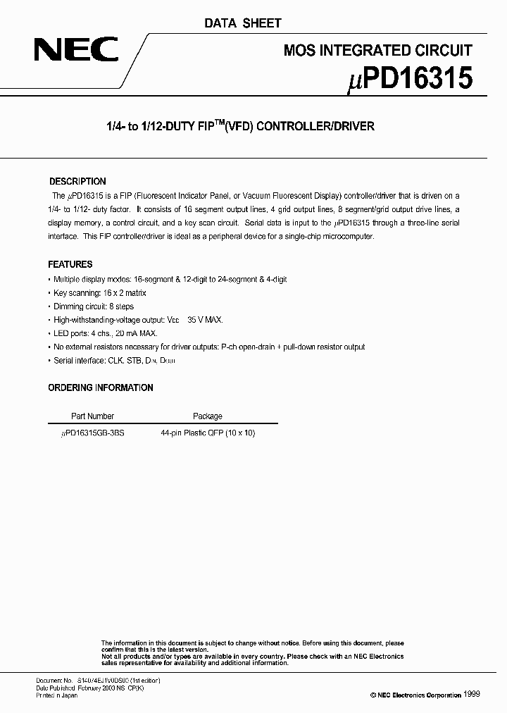 UPD16315_309959.PDF Datasheet