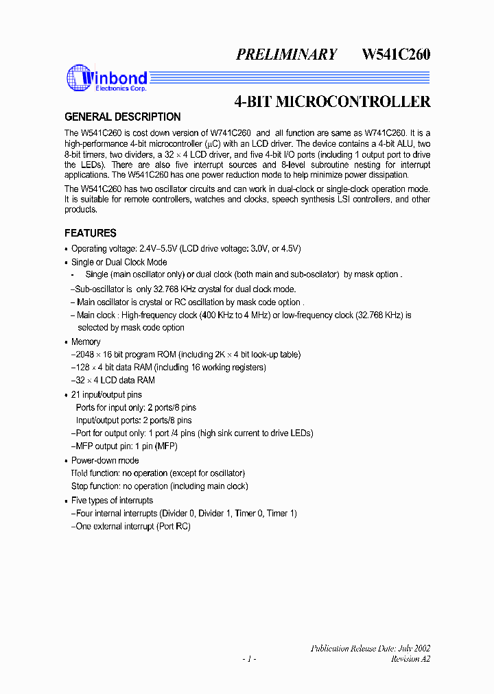 W541C260_201307.PDF Datasheet