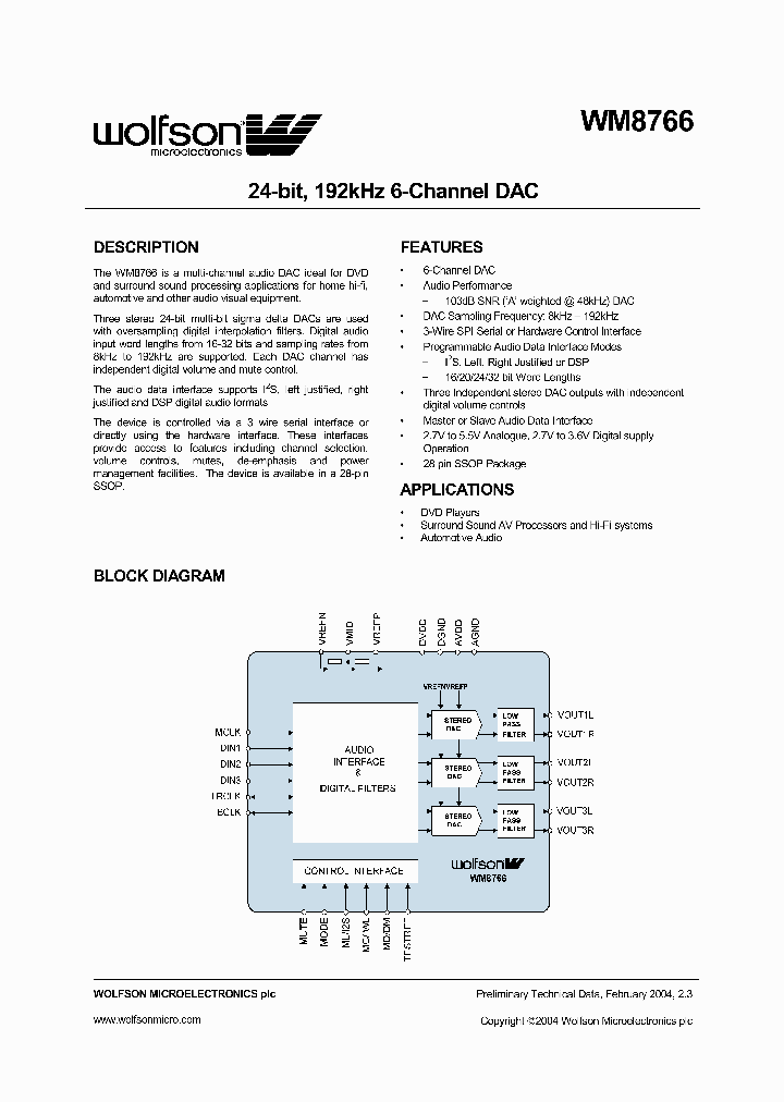 WM8766_191973.PDF Datasheet