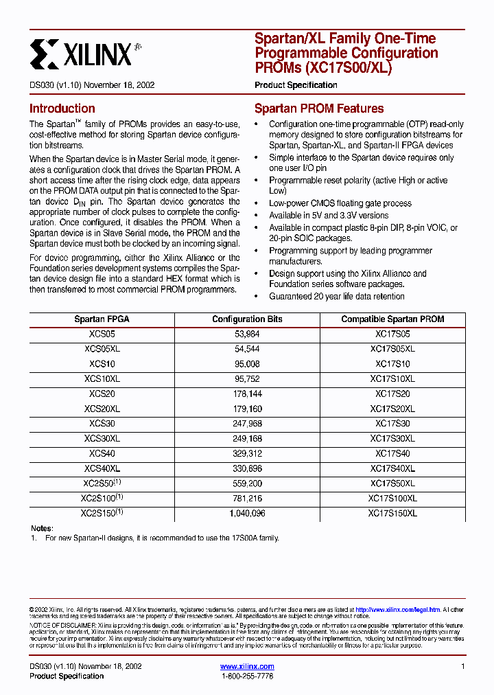 XC17S100_182120.PDF Datasheet