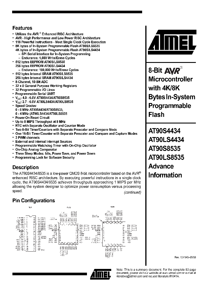 AT90S8535_103092.PDF Datasheet