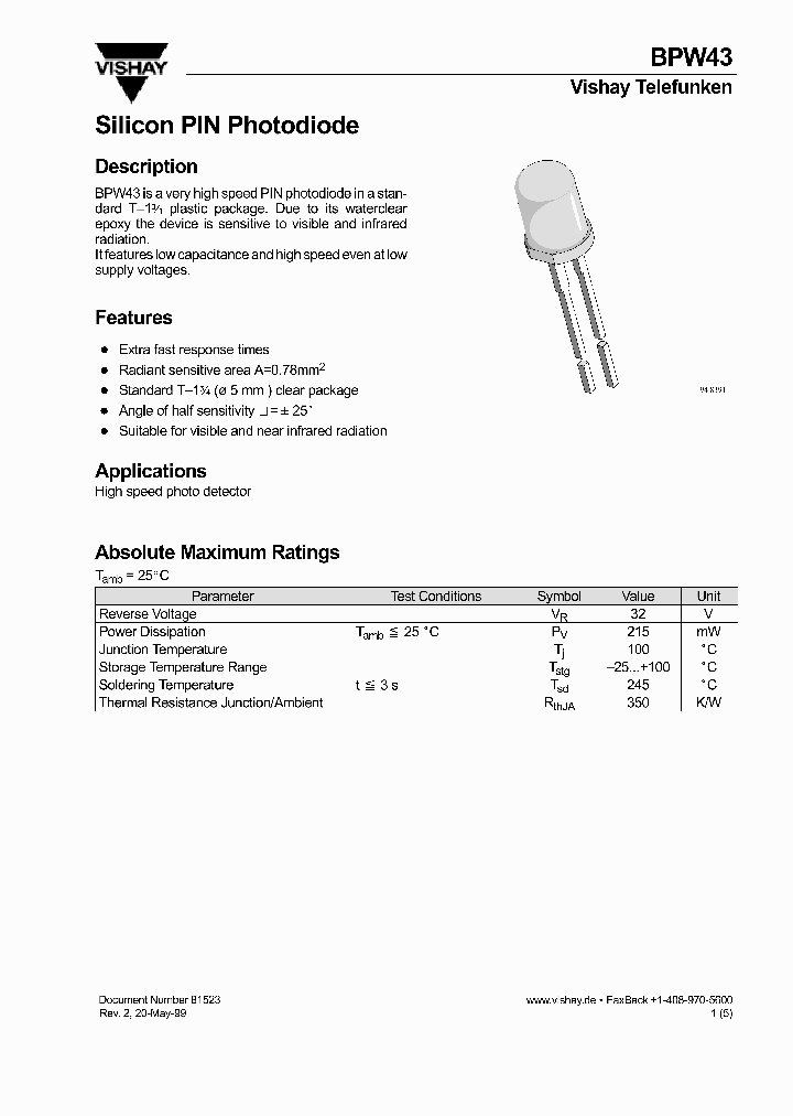 BPW43_427135.PDF Datasheet