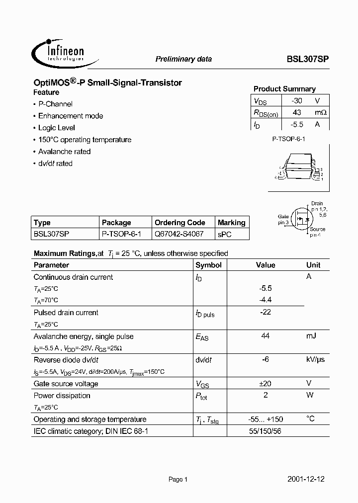 BSL307SP_387620.PDF Datasheet