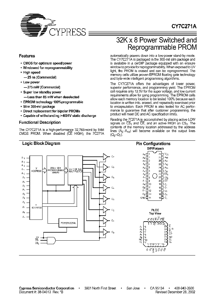 CY7C271A-30PC_414635.PDF Datasheet
