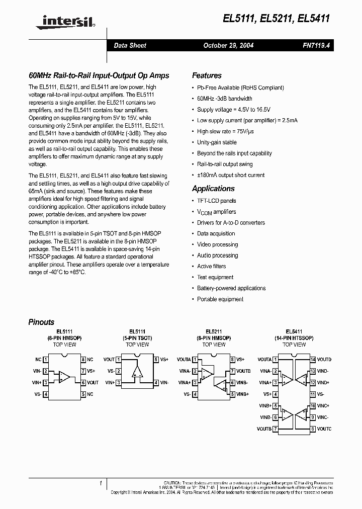 EL5111_429266.PDF Datasheet