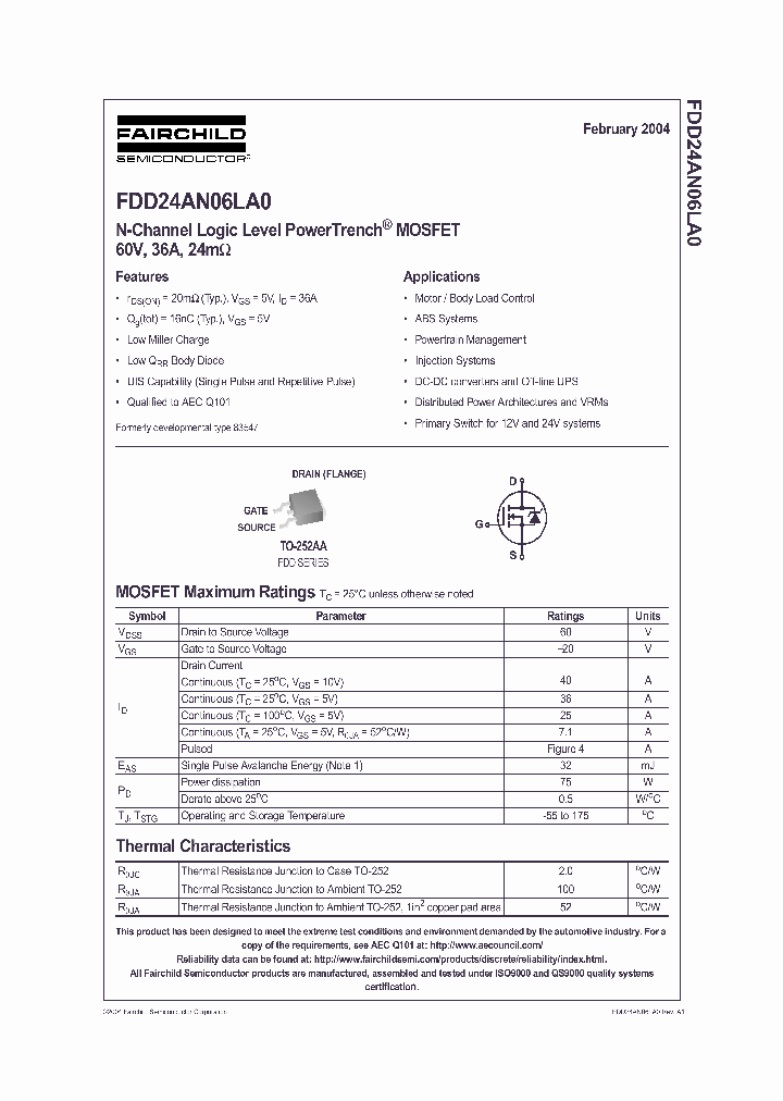 FDD24AN06LA0_388434.PDF Datasheet
