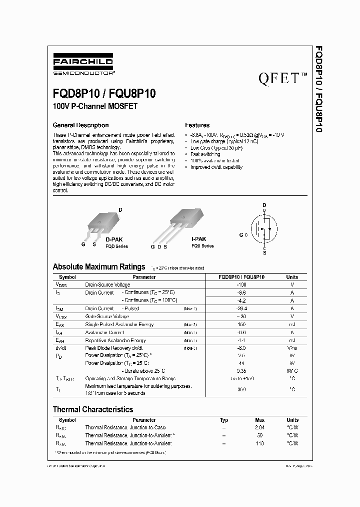FQU8P10_409600.PDF Datasheet