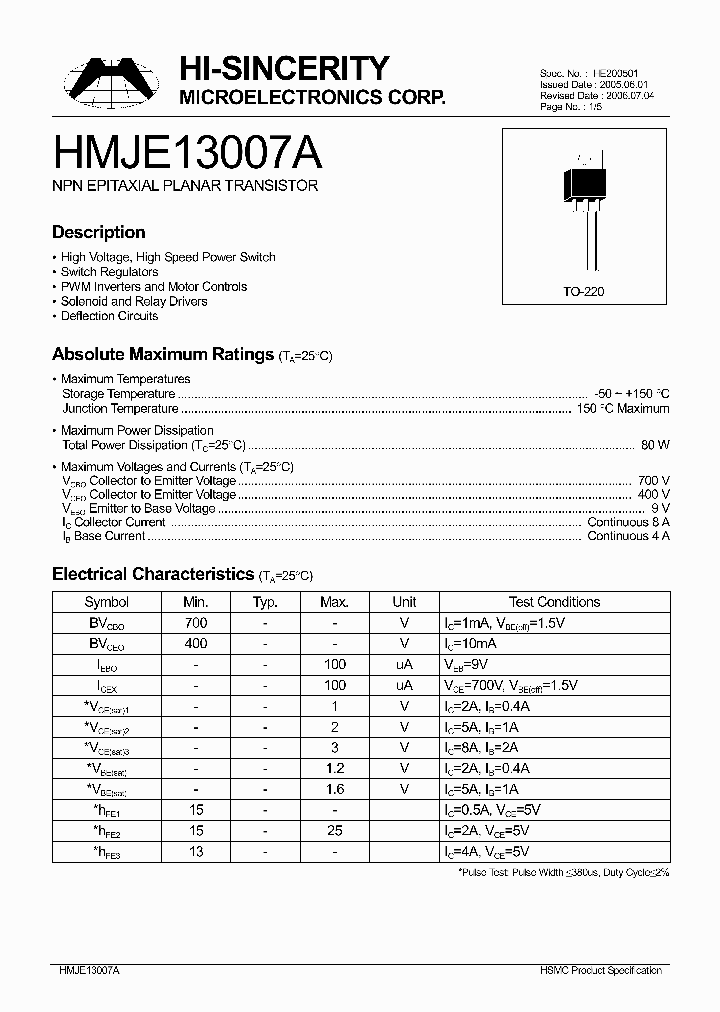HMJE13007A_419709.PDF Datasheet