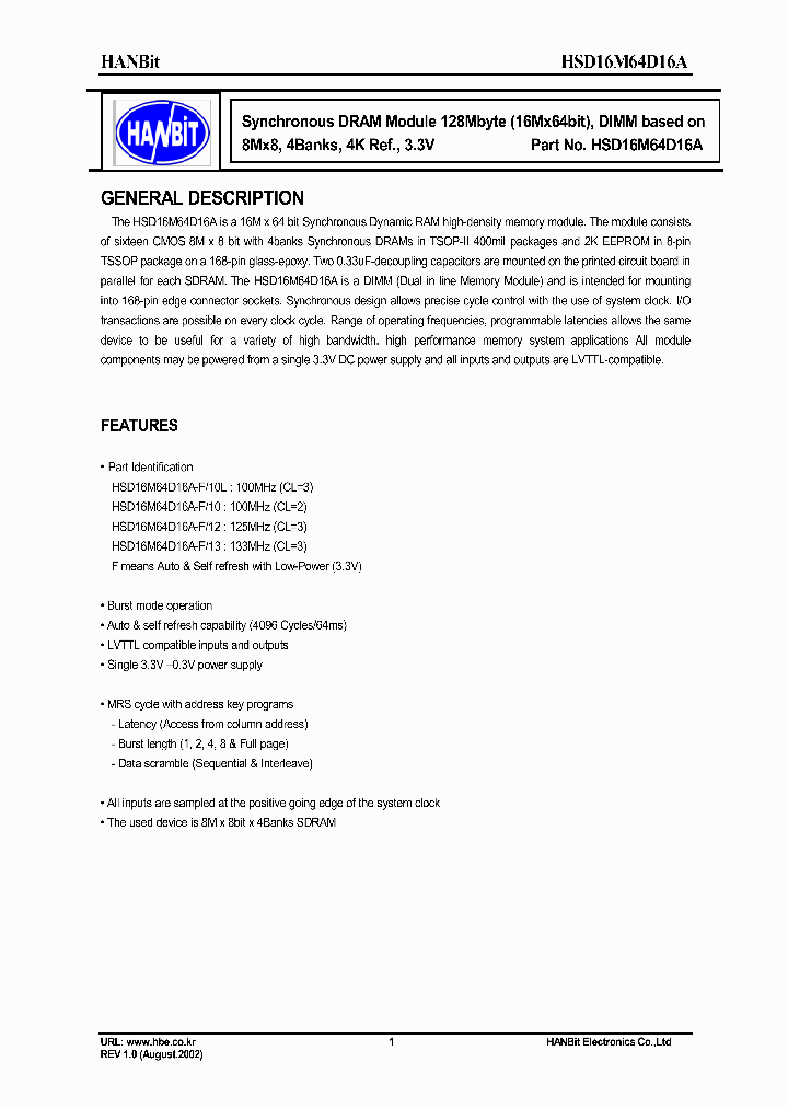 HSD16M64D16A_394323.PDF Datasheet
