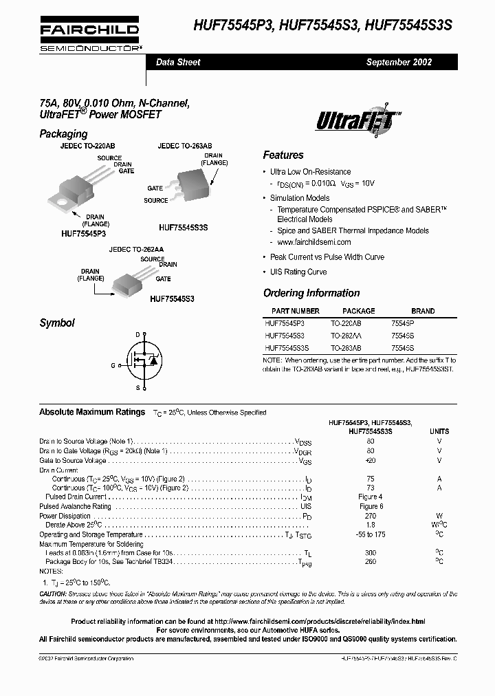 HUF75545P3_224334.PDF Datasheet