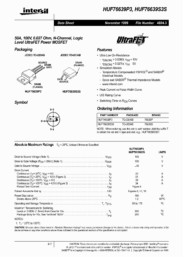 HUF76639S3S_287629.PDF Datasheet