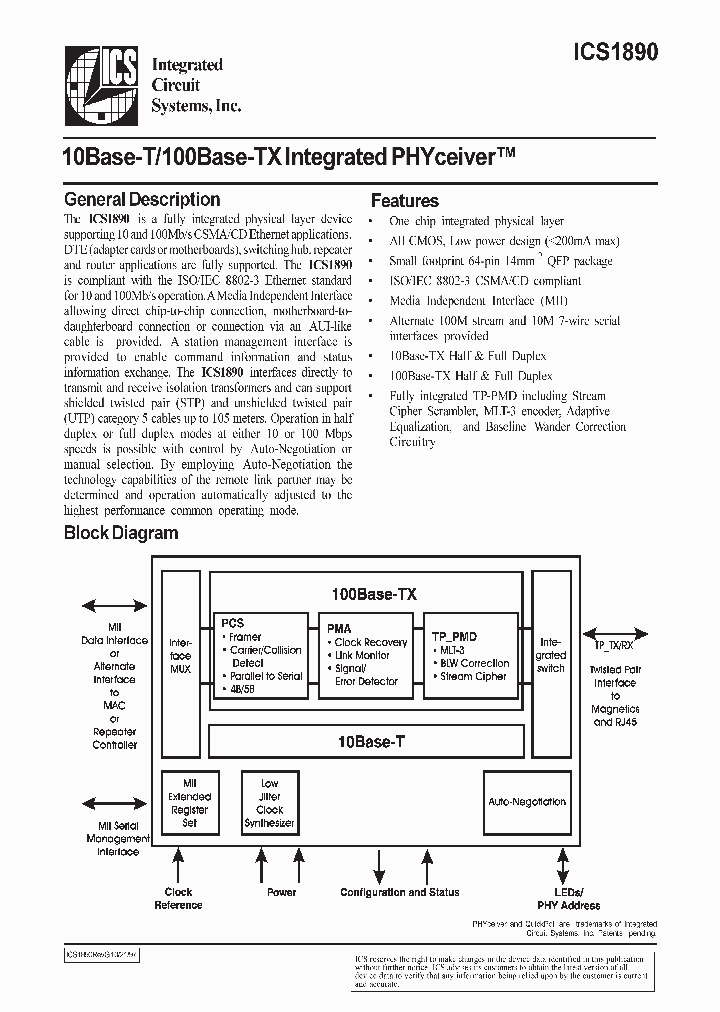 ICS1890_121997.PDF Datasheet