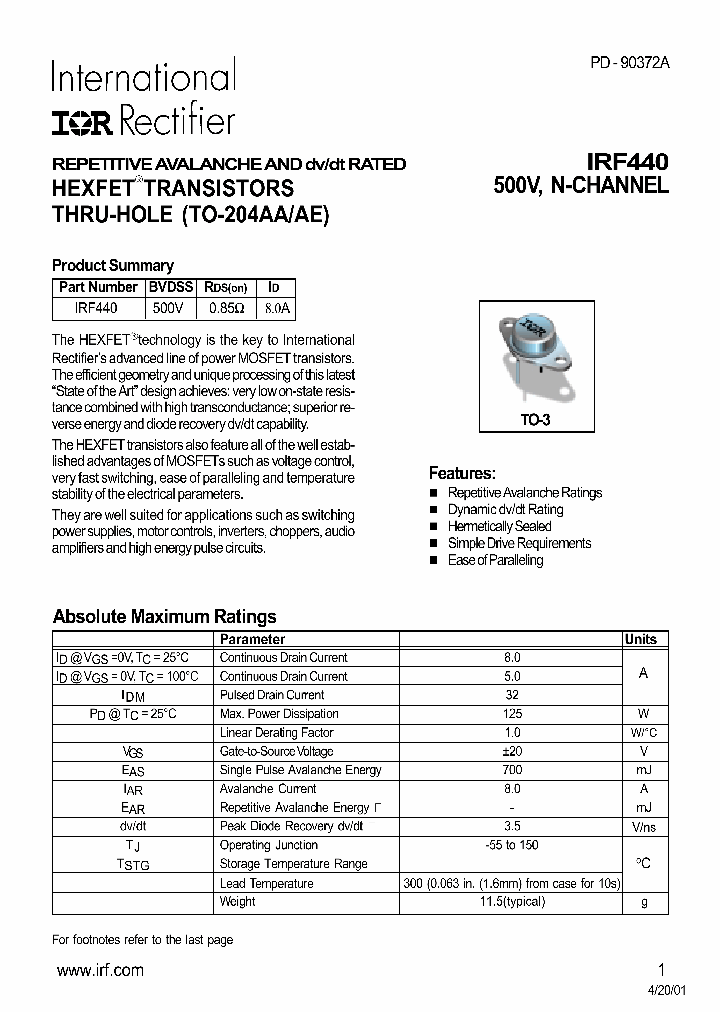 IRF440_426821.PDF Datasheet