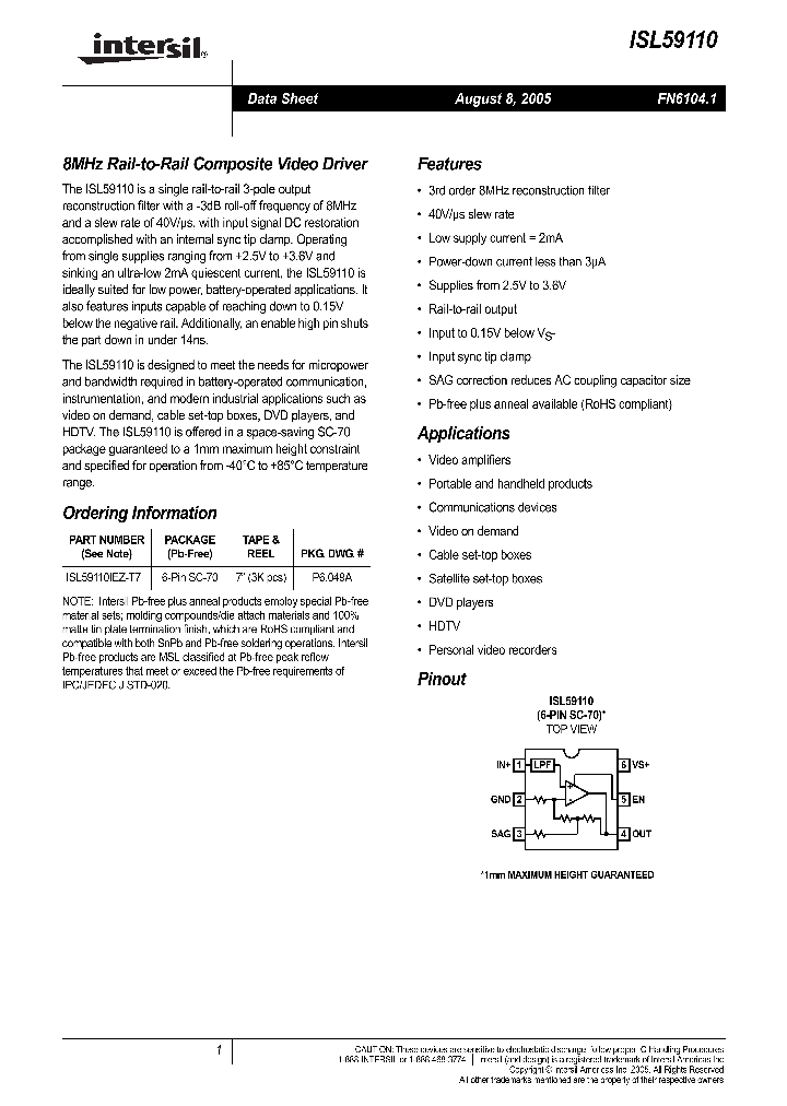 ISL59110_426451.PDF Datasheet